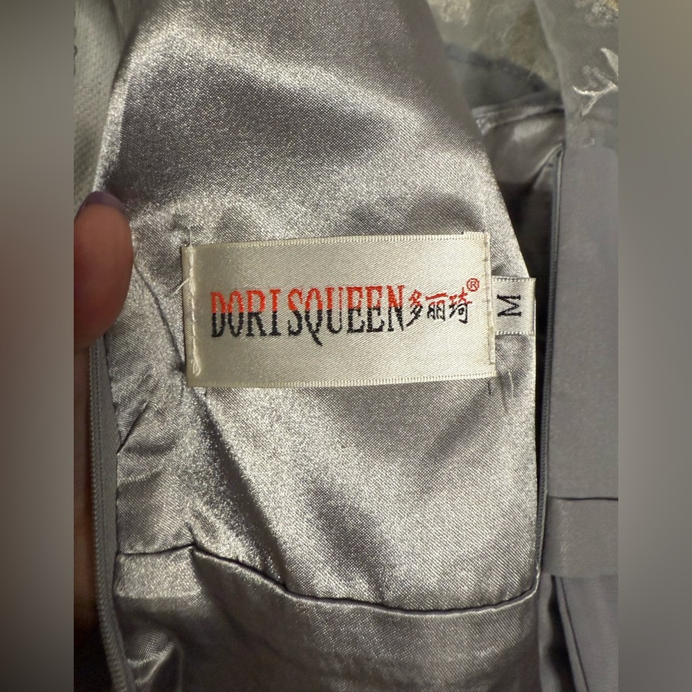 Dori Squeen Dove Grey Sequin Rhinestone Formal Dress - Picture 11 of 13